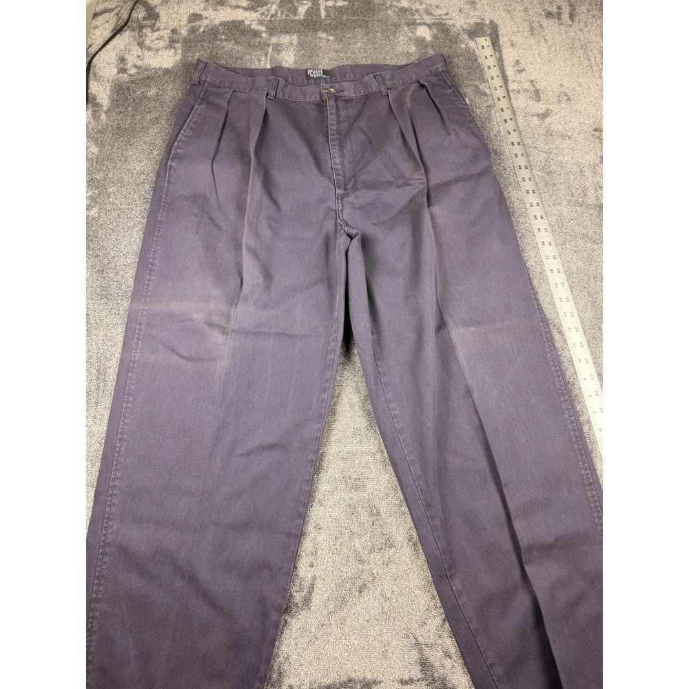 Vintage Polo Ralph Lauren Pleated Chino Pants Mens 38x34 Navy Made in USA 90415C